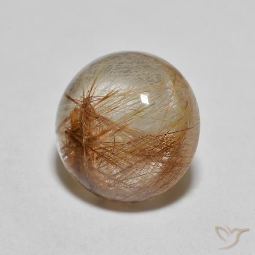 Cuarzo rutilo Marrón muy claro natural de 2.78 ct, Redondo, Transparente