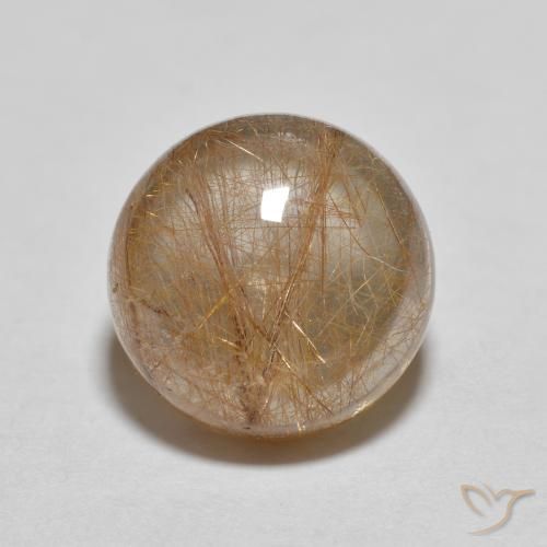 3.21ct Natural Marrón cálido Cuarzo rutilo, Redondo, Transparente
