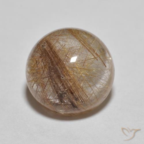 3.71ct Natural Marrón leonado muy claro Cuarzo rutilo, Redondo, Transparente