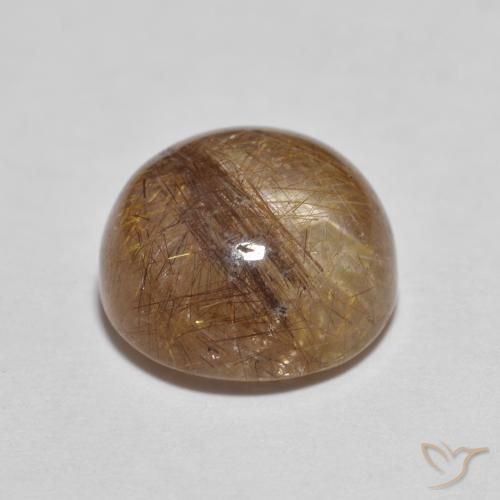 Cuarzo rutilo Marrón leonado muy claro natural de 3.71 ct, Redondo, Transparente