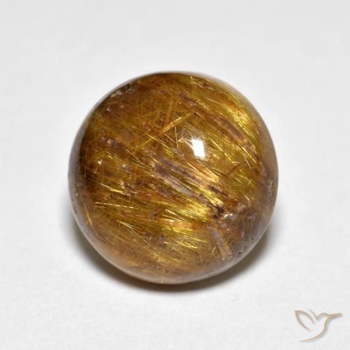 Cuarzo rutilo Marrón cálido natural de 4.60 ct, Redondo, Opaco