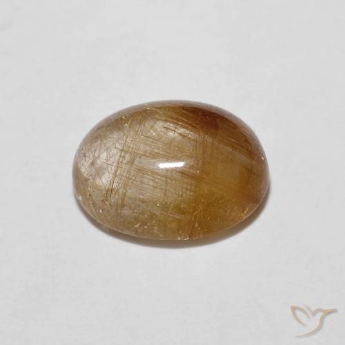 Cuarzo rutilo Marrón leonado muy claro natural de 1.91 ct, Ovalada, Transparente