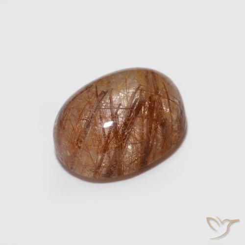 Cuarzo rutilo Naranja rojizo oscuro natural de 1.76 ct, Ovalada, Transparente