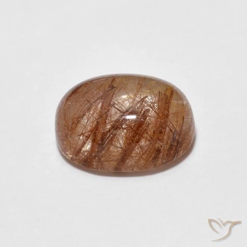 Cuarzo rutilo Naranja rojizo oscuro natural de 1.76 ct, Ovalada, Transparente