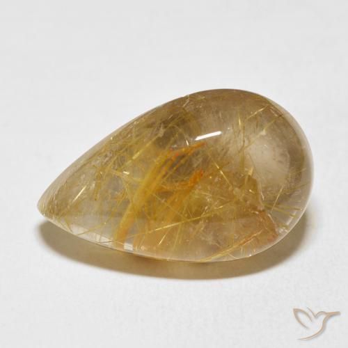 15.75ct Natural Oro Cuarzo rutilo, En forma de pera, Transparente