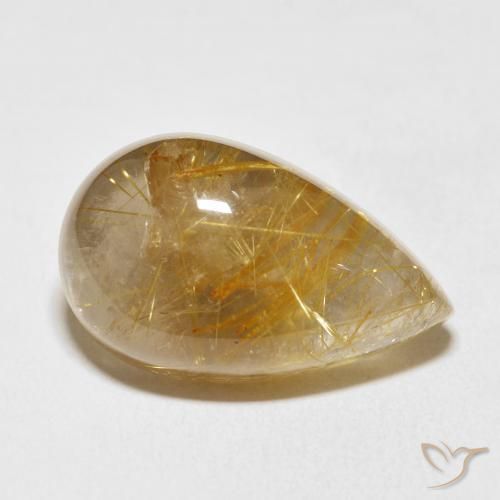 Cuarzo rutilo Oro natural de 15.75 ct, En forma de pera, Transparente