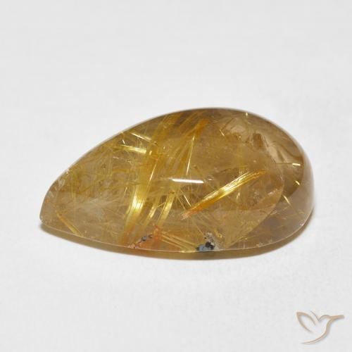 Cuarzo rutilo Oro natural de 15.75 ct, En forma de pera, Transparente