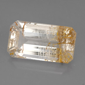 Topacio rutilado amarillo natural de 11,47 ct, transparente, transparente / translúcido