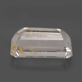 Topacio rutilado amarillo natural de 8,79 ct, corte esmeralda, transparente