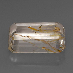 Topacio rutilado amarillo natural de 38,84 ct, corte esmeralda, transparente