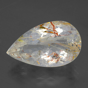 Topacio rutilado amarillo natural de 20,84 ct, en forma de pera, transparente