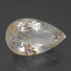 Topacio rutilado amarillo natural de 20,84 ct, en forma de pera, transparente