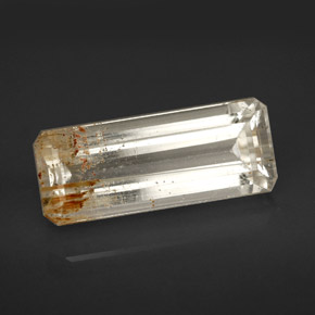 Topacio rutilado amarillo natural de 7,41 ct, corte esmeralda, transparente