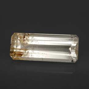 Topacio rutilado amarillo natural de 7,41 ct, corte esmeralda, transparente