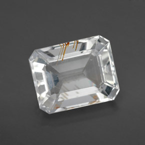 Topacio rutilado oro natural de 6,25 ct, corte esmeralda, transparente