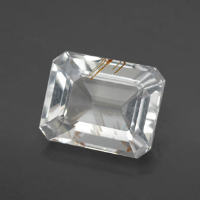 Topacio rutilado oro natural de 6,25 ct, corte esmeralda, transparente