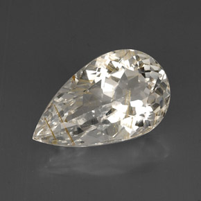 Topacio rutilado amarillo natural de 15,47 ct, en forma de pera, transparente