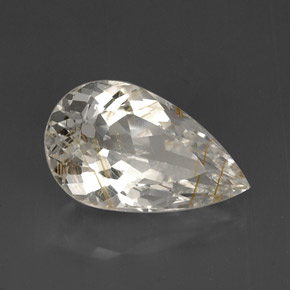 Topacio rutilado amarillo natural de 15,47 ct, en forma de pera, transparente