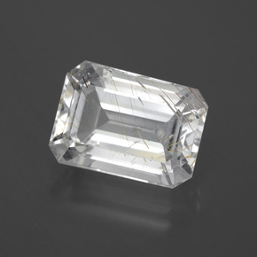 Topacio rutilado amarillo natural de 11,14 ct, corte esmeralda, transparente