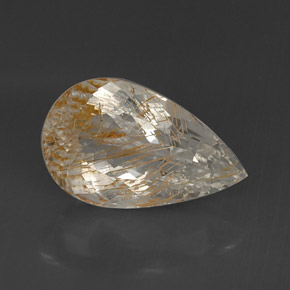 Topacio rutilado amarillo natural de 16,08 ct, en forma de pera, transparente