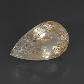 Topacio rutilado amarillo natural de 16,08 ct, en forma de pera, transparente