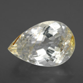 Topacio rutilado amarillo natural de 8,21 ct, en forma de pera, transparente