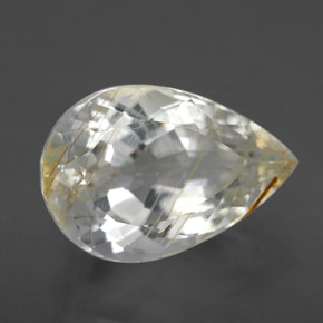 Topacio rutilado amarillo natural de 8,21 ct, en forma de pera, transparente