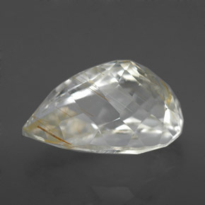 Topacio rutilado amarillo natural de 8,21 ct, en forma de pera, transparente