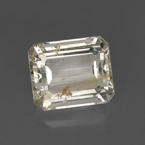 Topacio rutilado amarillo natural de 8,79 ct, corte esmeralda, transparente