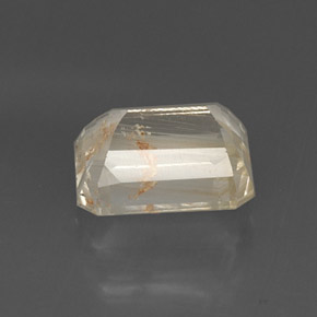 Topacio rutilado amarillo natural de 8,79 ct, corte esmeralda, transparente