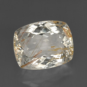 Topacio rutilo Dorado natural de 13.54 ct, Corte Cojín, Transparente