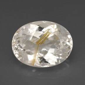 Topacio rutilado amarillo natural de 7,49 ct, corte óvalo, transparente