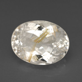 Topacio rutilado amarillo natural de 7,49 ct, corte óvalo, transparente