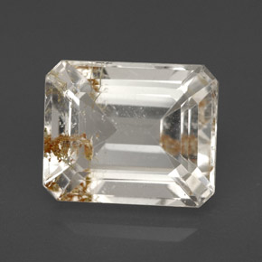 Topacio rutilado amarillo natural de 7,51 ct, corte esmeralda, transparente