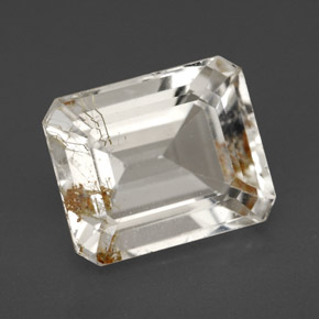 Topacio rutilado amarillo natural de 7,51 ct, corte esmeralda, transparente