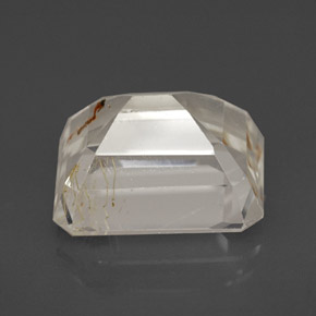 Topacio rutilado amarillo natural de 7,51 ct, corte esmeralda, transparente