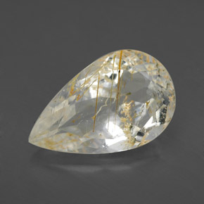 Topacio rutilo Dorado natural de 4.59 ct, En forma de pera, Transparente