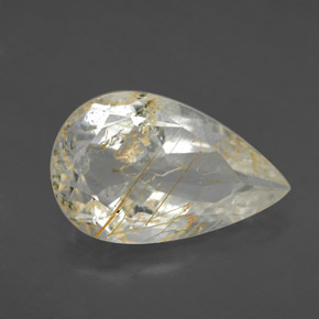Topacio rutilo Dorado natural de 4.59 ct, En forma de pera, Transparente