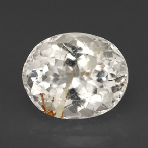Topacio rutilado amarillo natural de 5,62 ct, corte óvalo, transparente