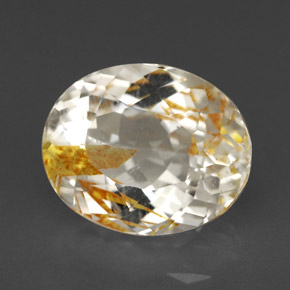 Topacio rutilado amarillo natural de 5,72 ct, corte óvalo, transparente