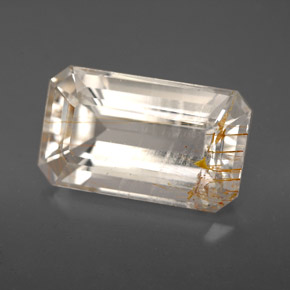 Topacio rutilado amarillo natural de 9,20 ct, corte esmeralda, transparente