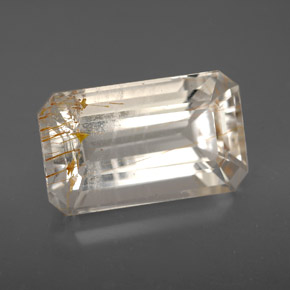 Topacio rutilado amarillo natural de 9,20 ct, corte esmeralda, transparente