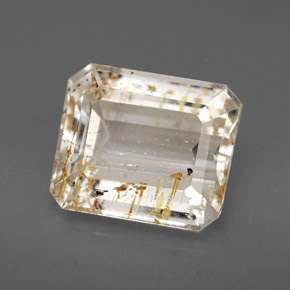 Topacio rutilado amarillo natural de 6,46 ct, corte esmeralda, transparente