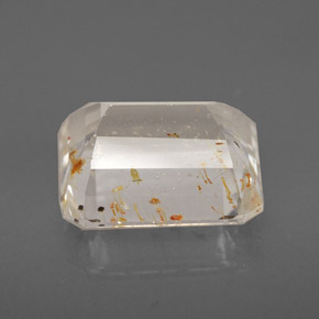 Topacio rutilado amarillo natural de 6,46 ct, corte esmeralda, transparente
