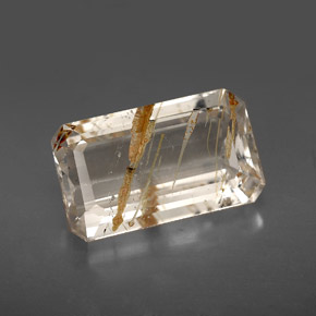 Topacio rutilado amarillo natural de 7,53 ct, corte esmeralda, transparente