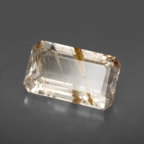 Topacio rutilado amarillo natural de 7,53 ct, corte esmeralda, transparente