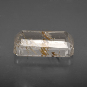 Topacio rutilado amarillo natural de 7,53 ct, corte esmeralda, transparente
