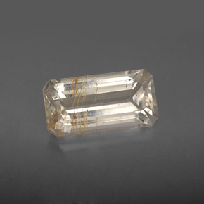 Topacio rutilado amarillo natural de 3,66 ct, corte esmeralda, transparente