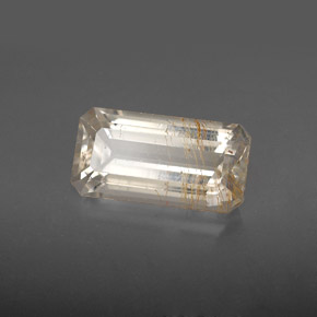Topacio rutilado amarillo natural de 3,66 ct, corte esmeralda, transparente