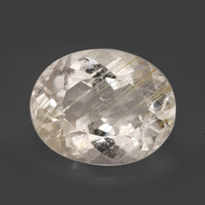 Topacio rutilado amarillo natural de 17,25 ct, corte óvalo, transparente